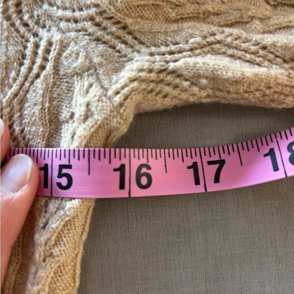 DemyLee X J. Crew Camel Cable Knit Wool Sweater Puff Sleeve Pullover XXS